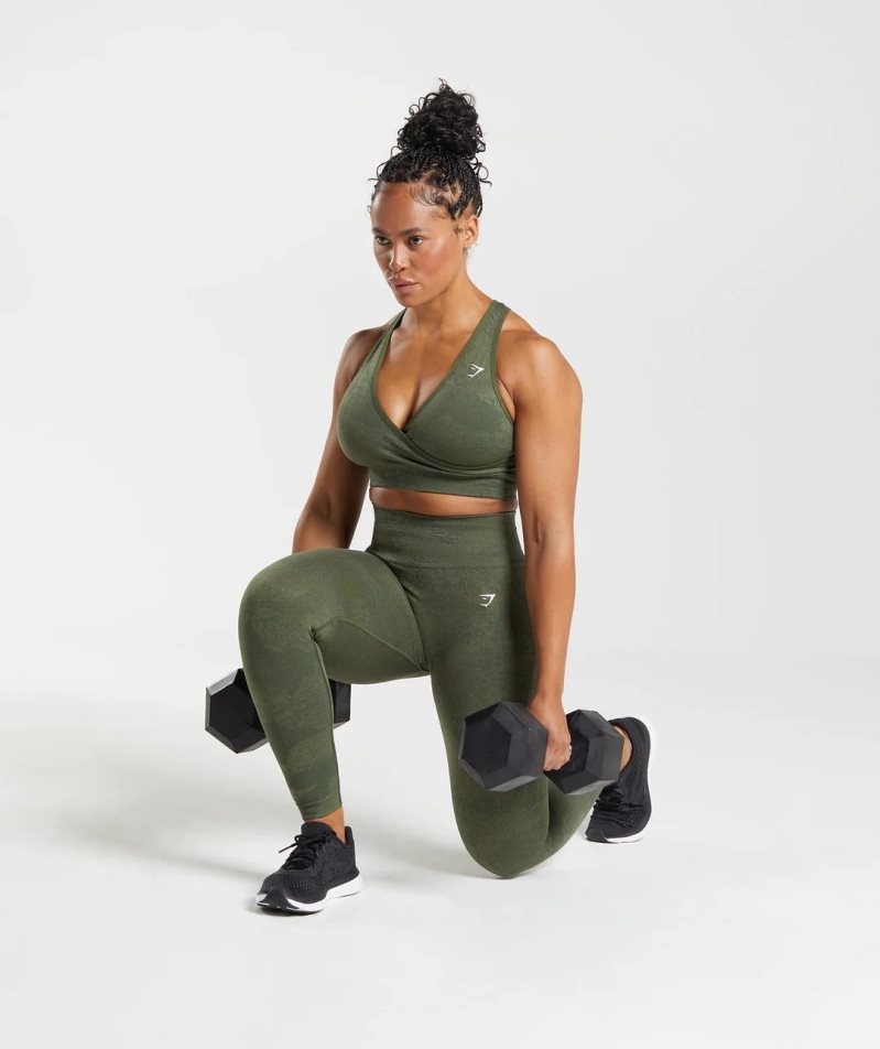 Women's Gymshark Adapt Camo Seamless Leggings Olive | CA 18A675